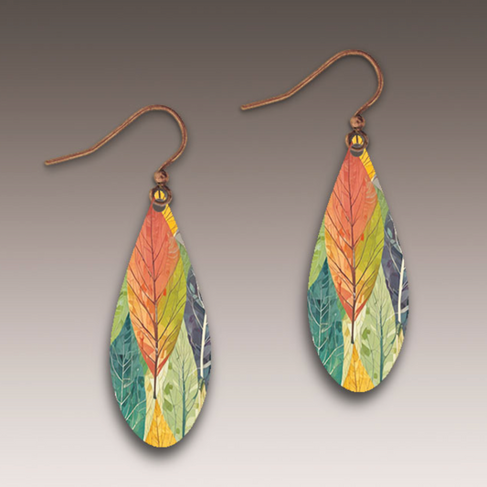 Handmade Forest Block Print Dew Drop Earrings