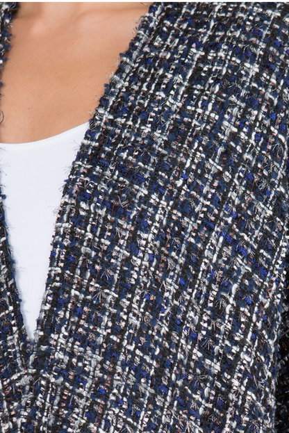 Open Front Tweed Poncho Cardigan