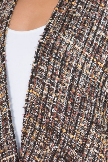 Open Front Tweed Poncho Cardigan