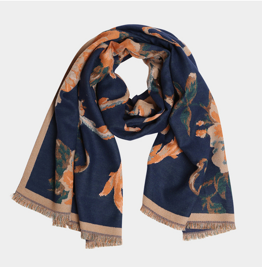 Navy Print Scarf