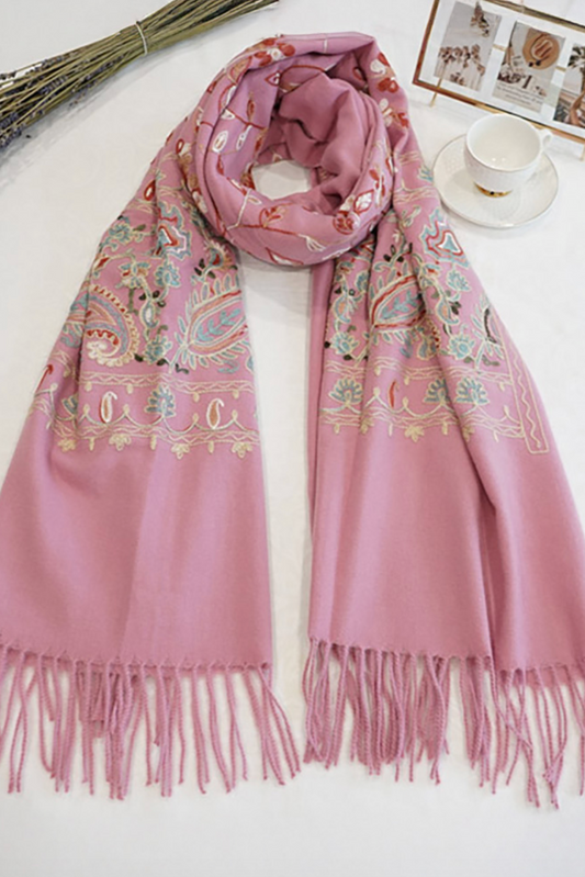 Dusty Pink Embroidered Scarf