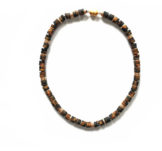 Sea Lily Tigereye & Gold Beaded Necklace-New!