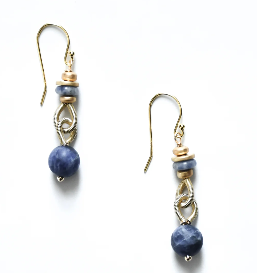 Sea Lily Lapis Dangle Earrings