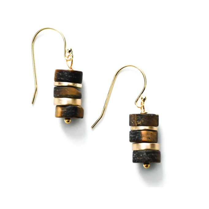 Sea Lily Tiger Eye Stacked Earrings