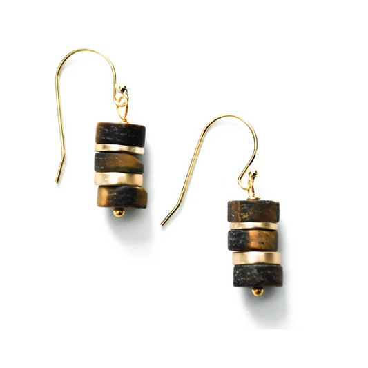 Sea Lily Tiger Eye Stacked Earrings