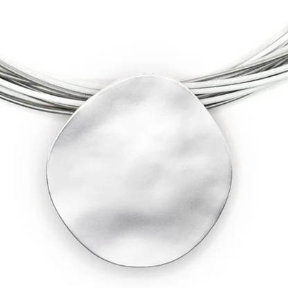 Sea Lily Piano Wire and Silver Disc Necklace-NEW