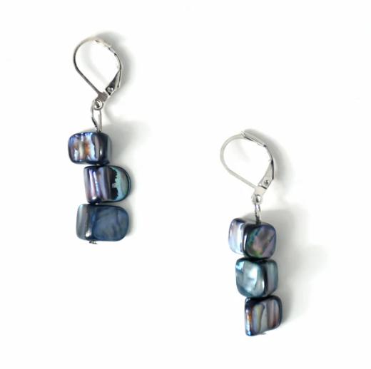Sea Lily Midnight Nugget Earrings-Restocked