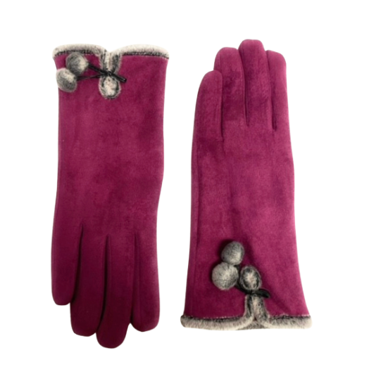 Microsuede Gloves with Pom Pom
