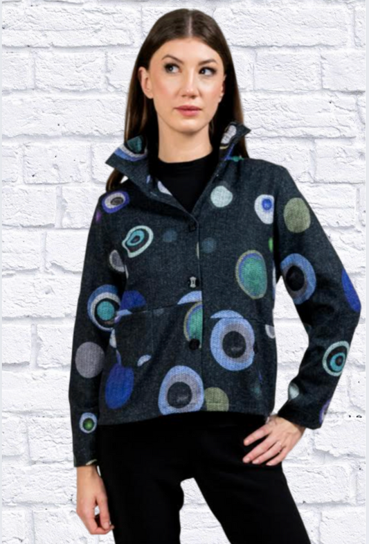 Trisha Tyler Wired Collar Dot Jacket-NEW
