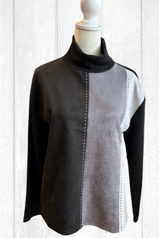 Trisha Tyler Ultra Suede Color Block Sweater-NEW