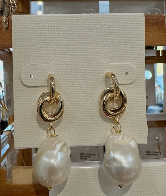 Sea Lily Baroque Pearl Vermeil Earrings-NEW