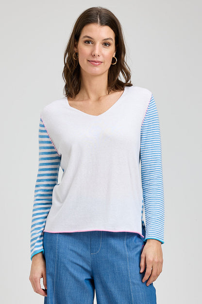 Zaket & Plover Stripe V Neck Sweater-NEW