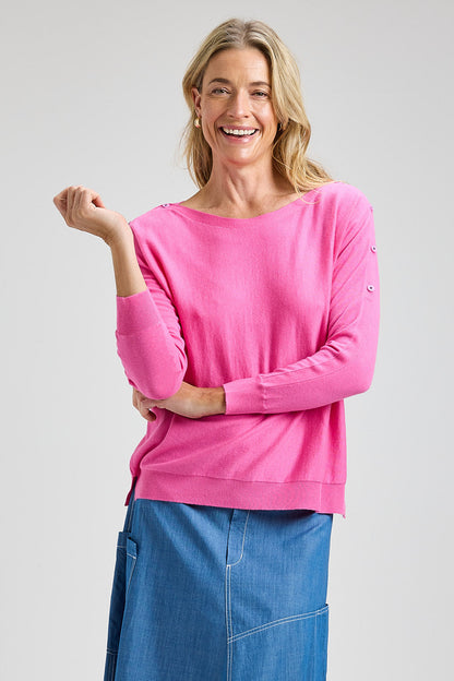 Zaket & Plover Button Boat Neck Sweater-NEW