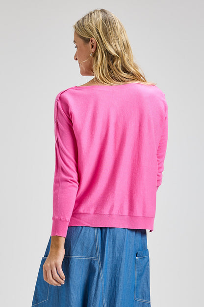 Zaket & Plover Button Boat Neck Sweater-NEW