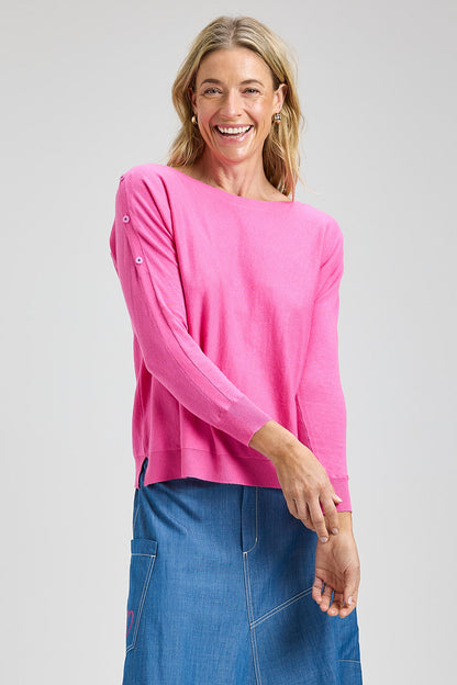 Zaket & Plover Button Boat Neck Sweater-NEW