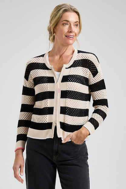 Zaket & Plover Pointelle Zip Cardigan-NEW
