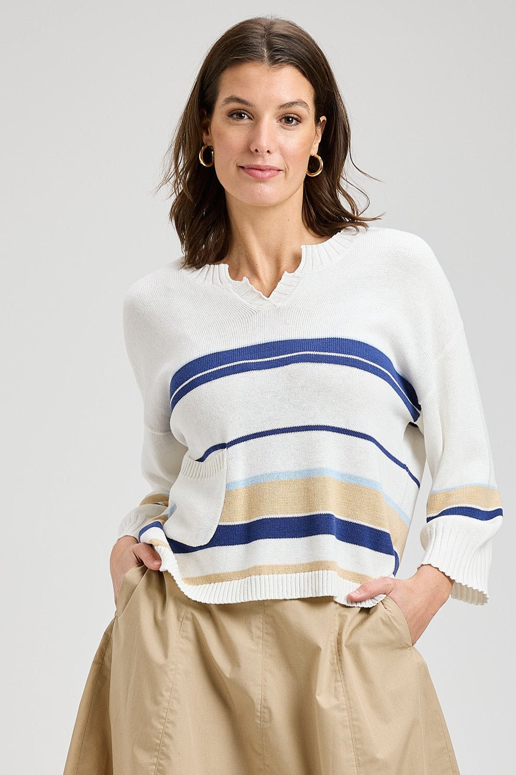 Zaket & Plover Crop Stripe Sweater-NEW