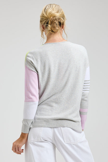 Zaket & Plover Contrast Stripe V-Neck Sweater