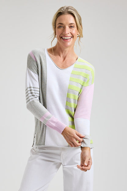 Zaket & Plover Contrast Stripe V-Neck Sweater