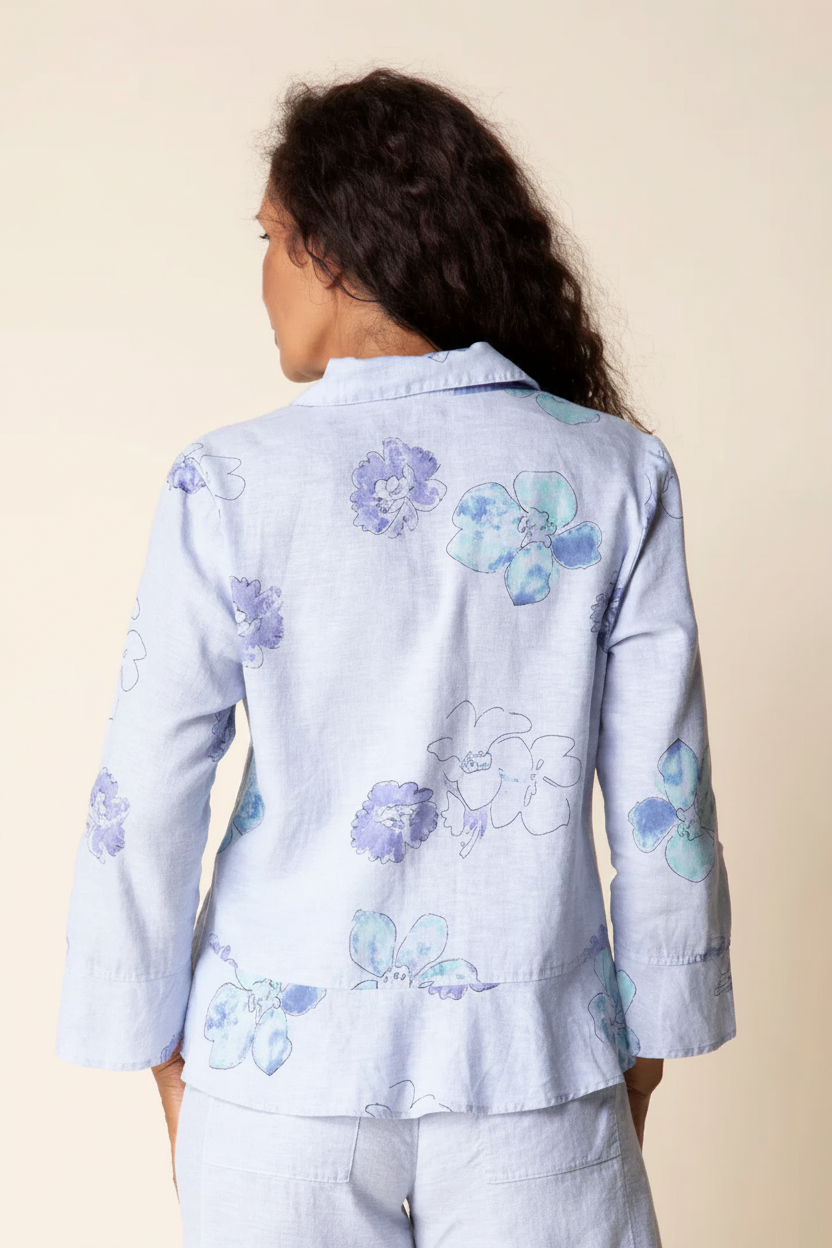 Back view - blue floral shirt