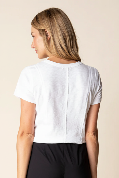 Back view white tee
