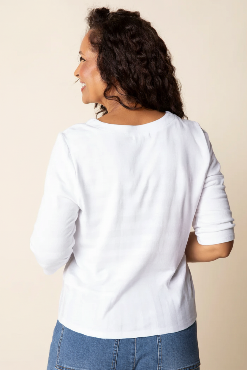 Back view white tee