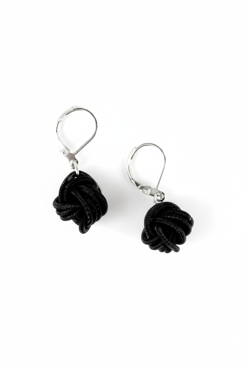Black Piano Wire Knot Earrings – Sharpened 2:3