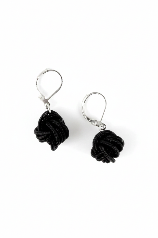 Black Piano Wire Knot Earrings – Sharpened 2:3