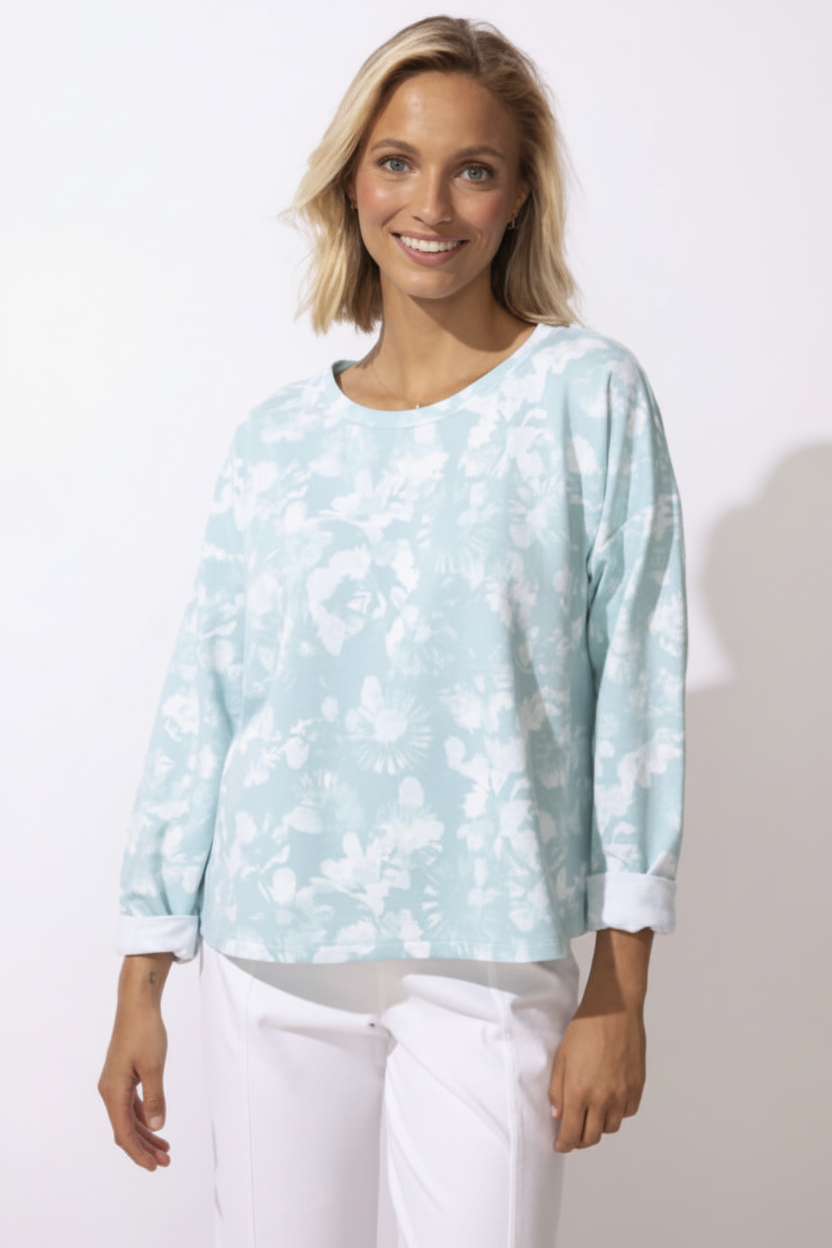 Blue tie-dye sweatshirt - sharpened and cropped