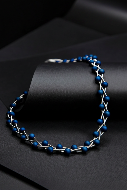 Braided Blue Necklace – Flat Lay 2:3
