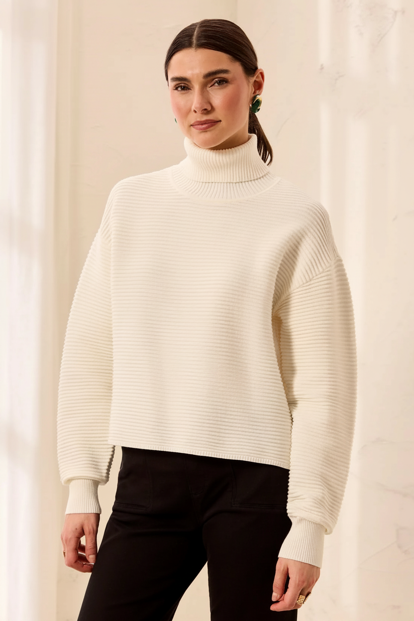 Cream Mock Neck Front