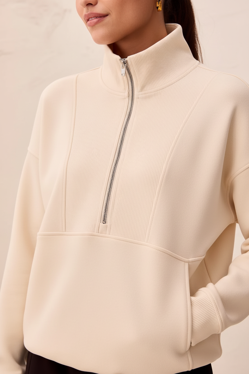 Cream Zip Detail