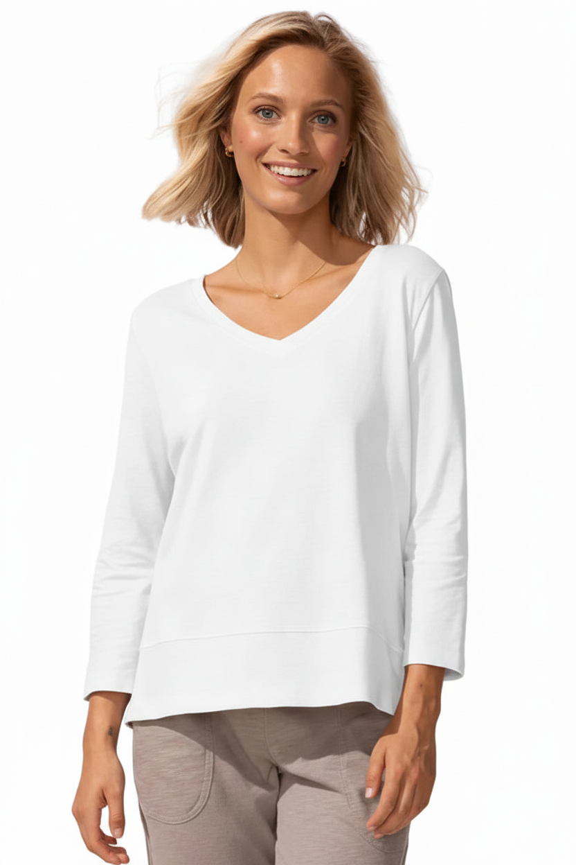 Escape Cotton Easy V-Neck Tee – White