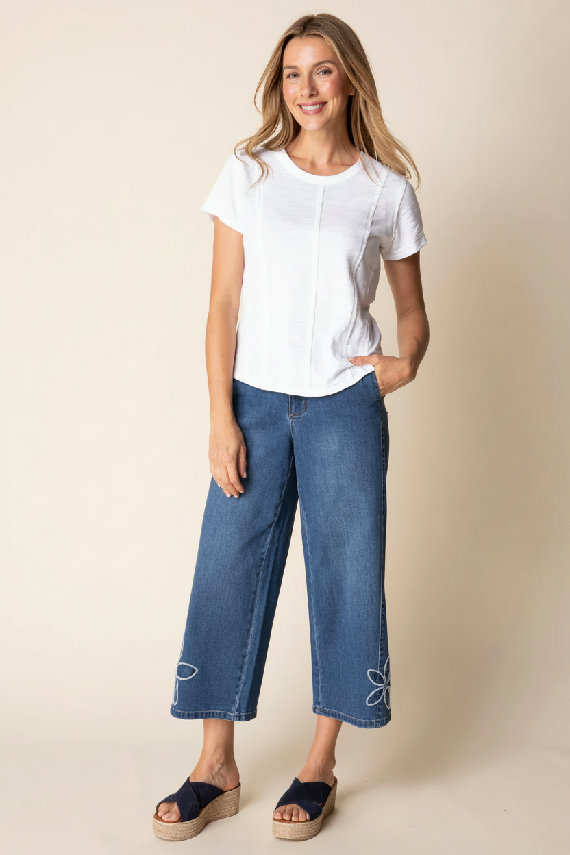 Full length wide-leg jeans