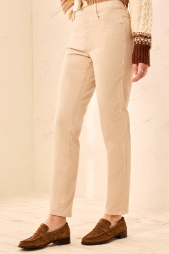 Tribal Micro Cord Pull On Slim Ankle Pant