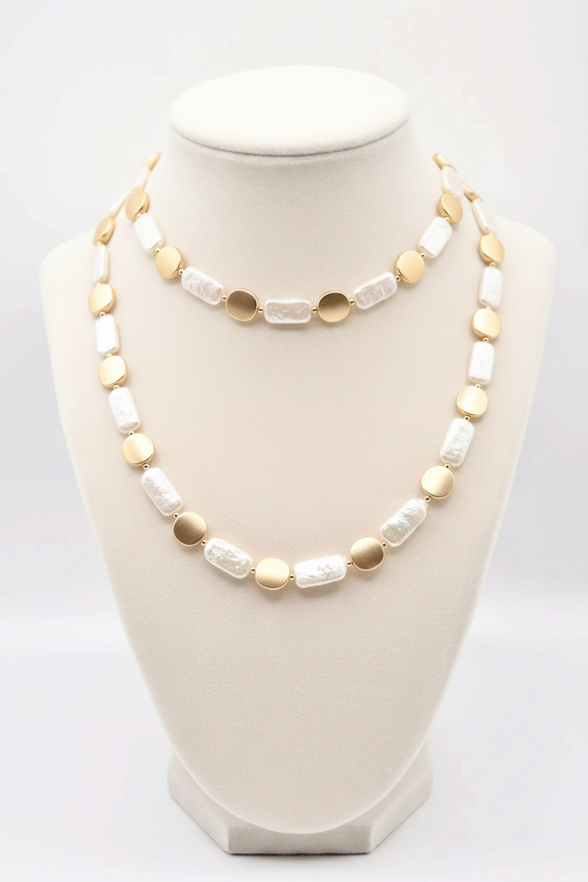 Gold Disc Pearl Necklace – Sharpened 2:3