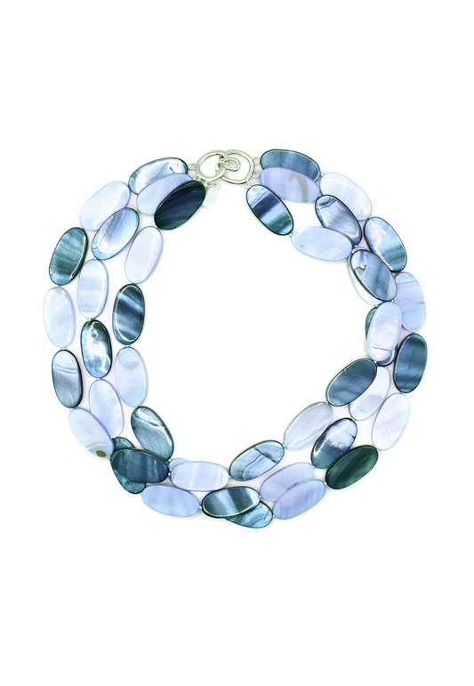 Sea Lily Navy & Periwinkle Mother of Pearl Necklace