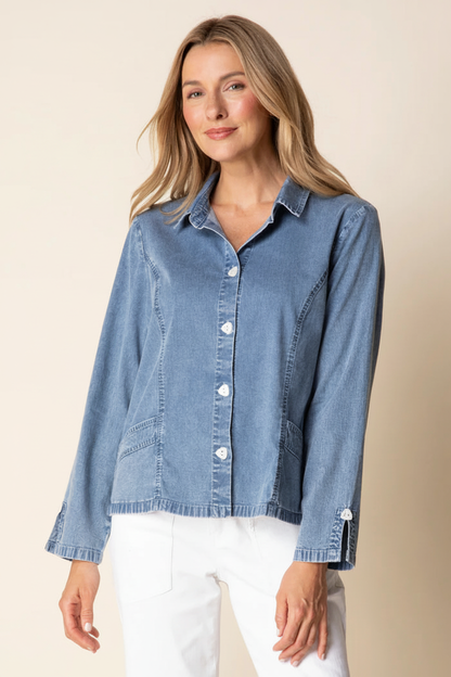 Light denim shirt side view