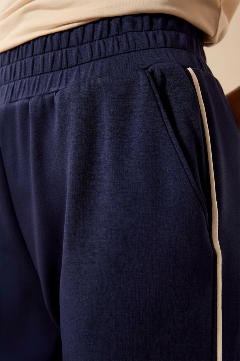 Navy Piping Pant Detail