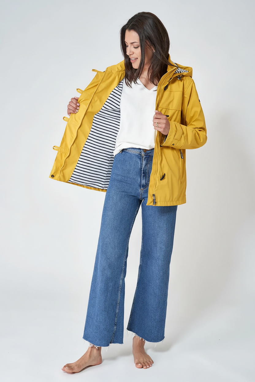 Open jacket lining reveal