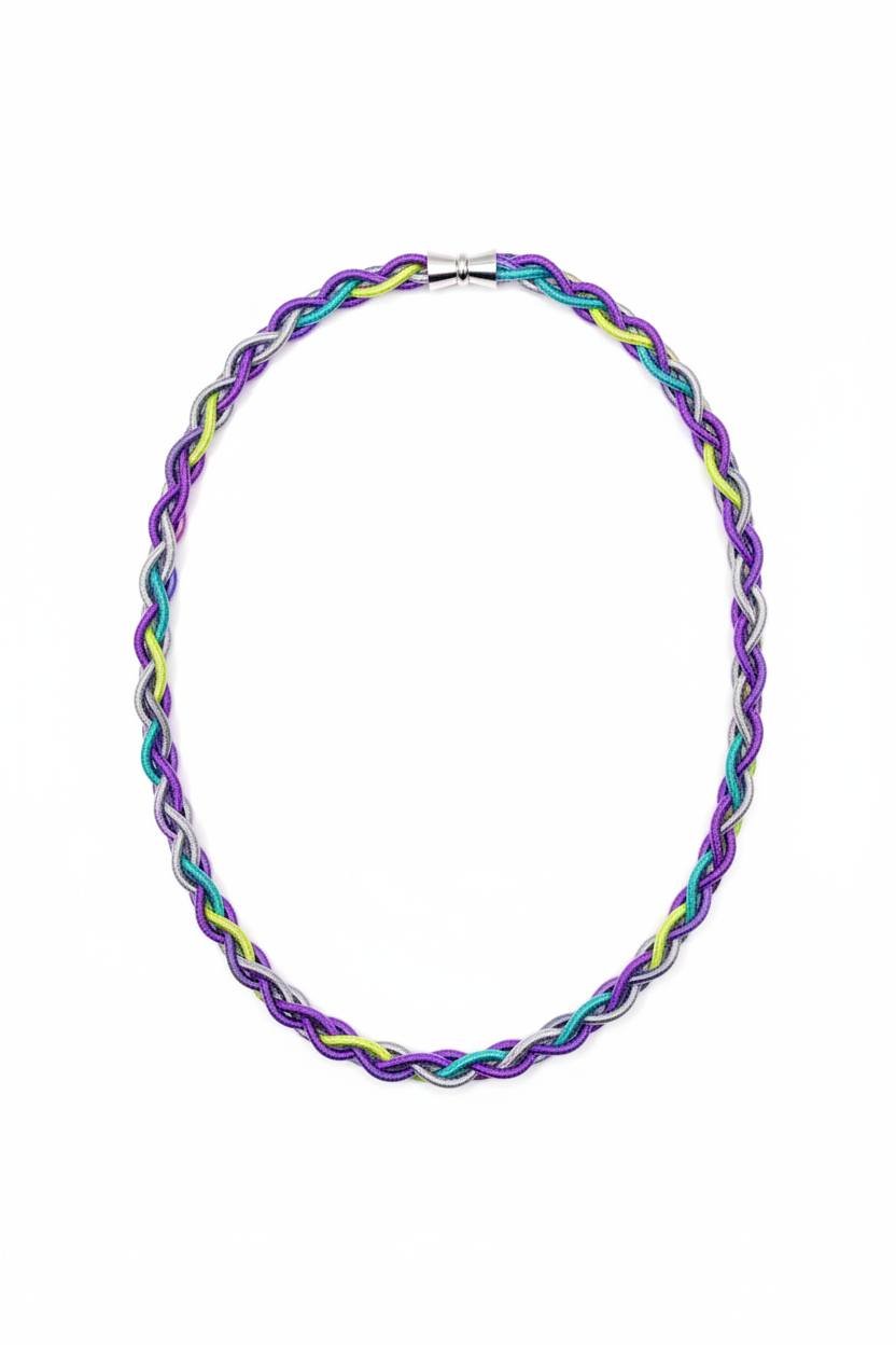 Rainbow Braided Necklace – Flat Lay 2:3