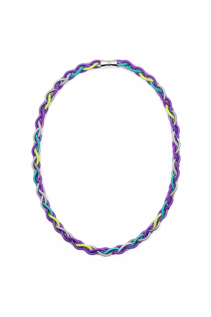 Rainbow Braided Necklace – Flat Lay 2:3