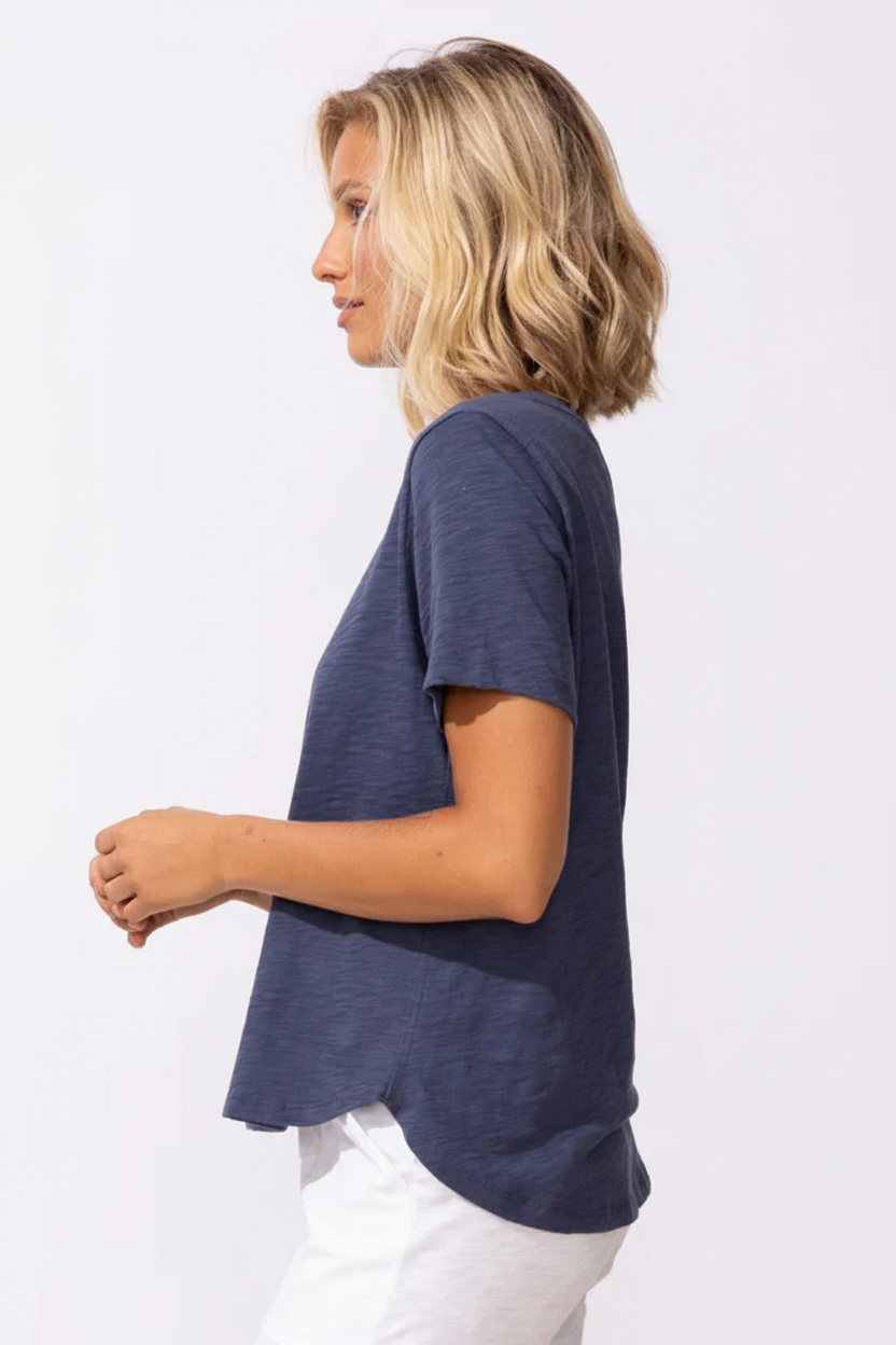 Side - navy tee