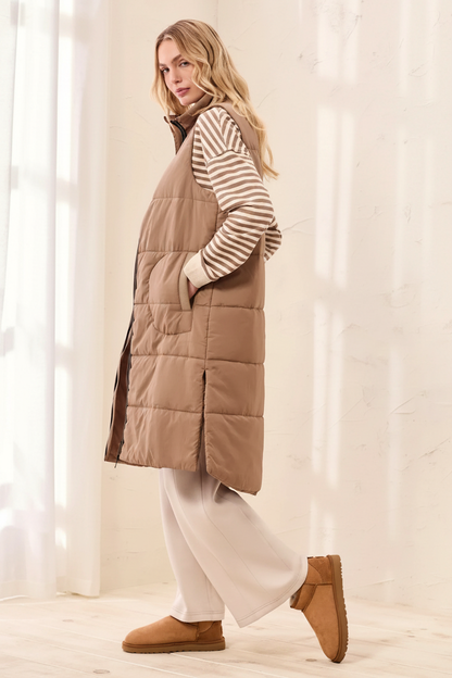 Side view - camel vest