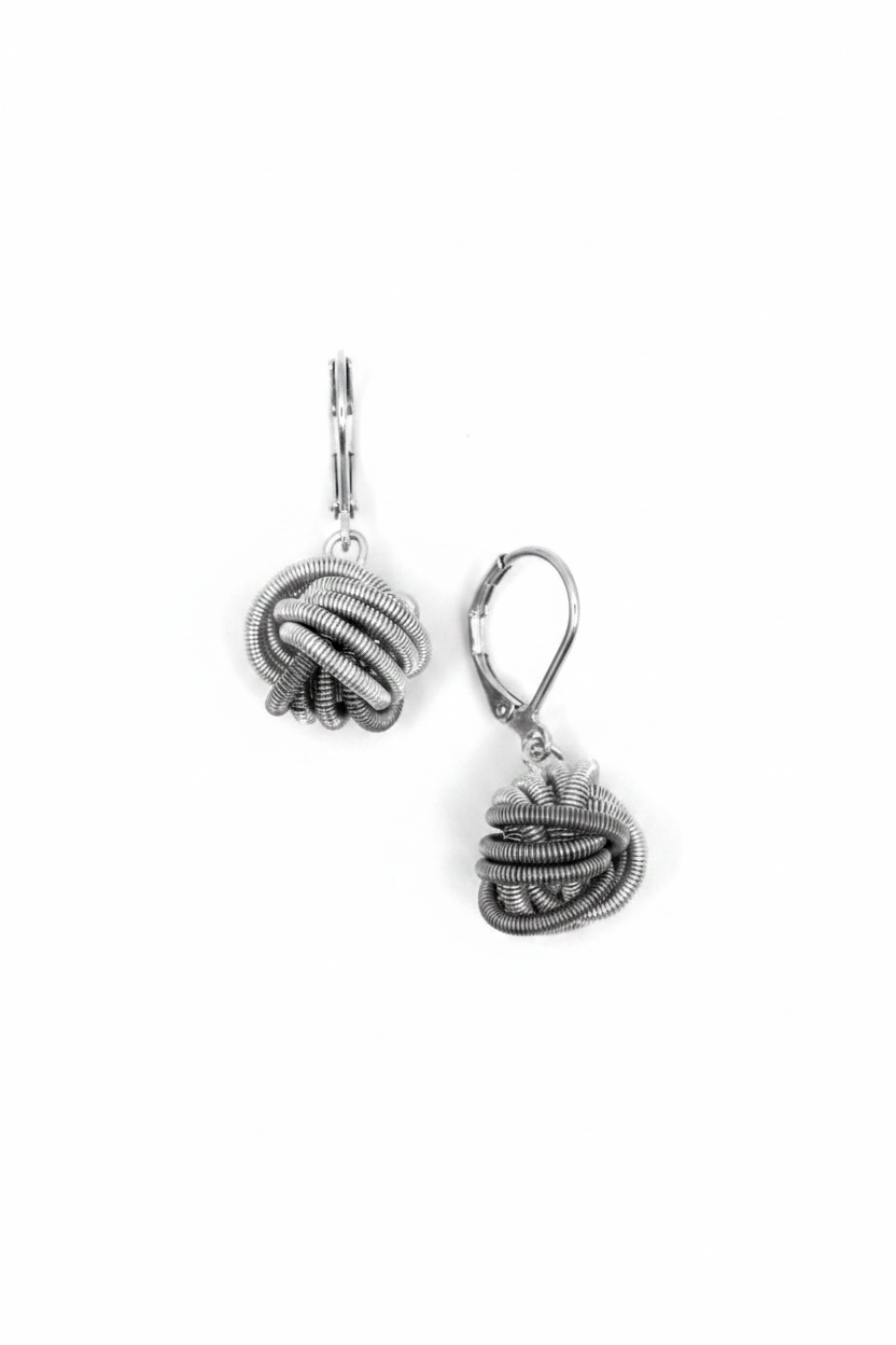 Silver Wire Knot Earrings – Image 1 Sharpened 2:3