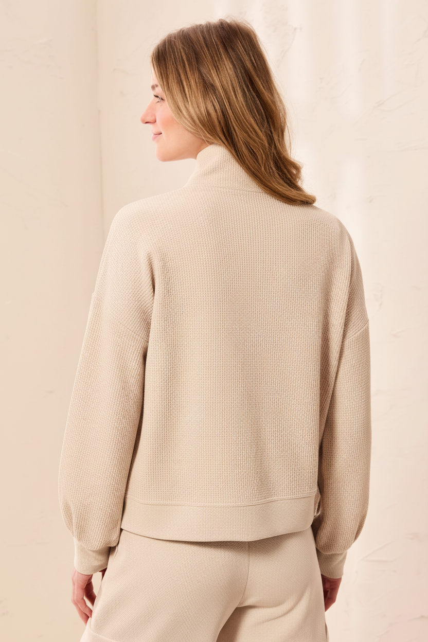Waffle Zip Jacket Back