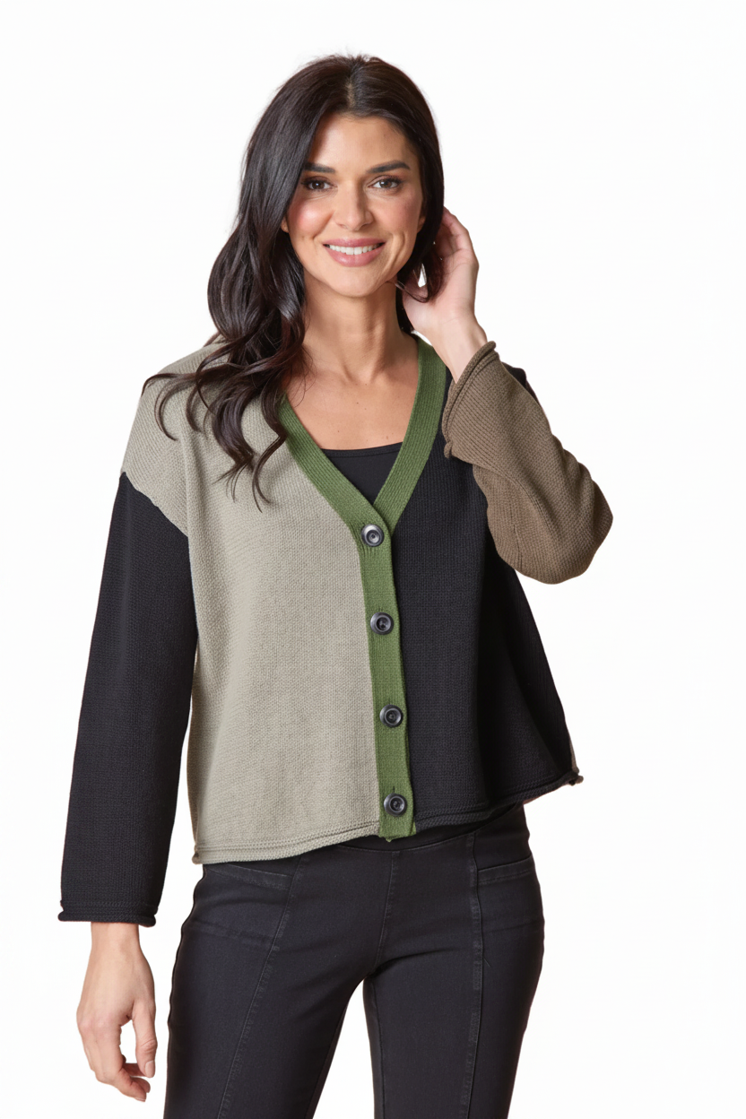 Yin Yang Colorblock Cardigan – Front