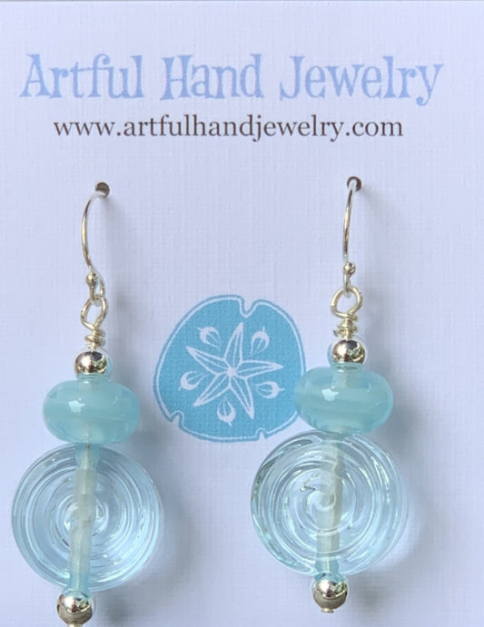 Light Aqua Art Glass Earrings