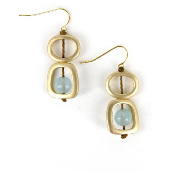 Matte Gold Tone and Stone Sea Lily Earring