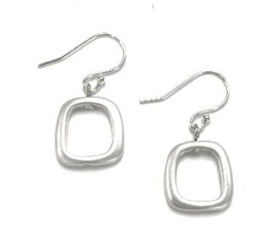 Matte Silver Tone Sea Lily Square Earring